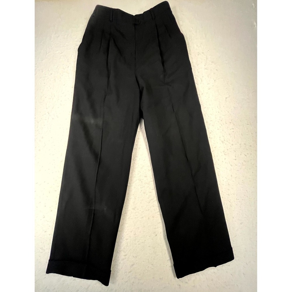 Lauren Ralph Lauren Dress Pants Women 12P Black Wool Pleated Straight Leg Formal